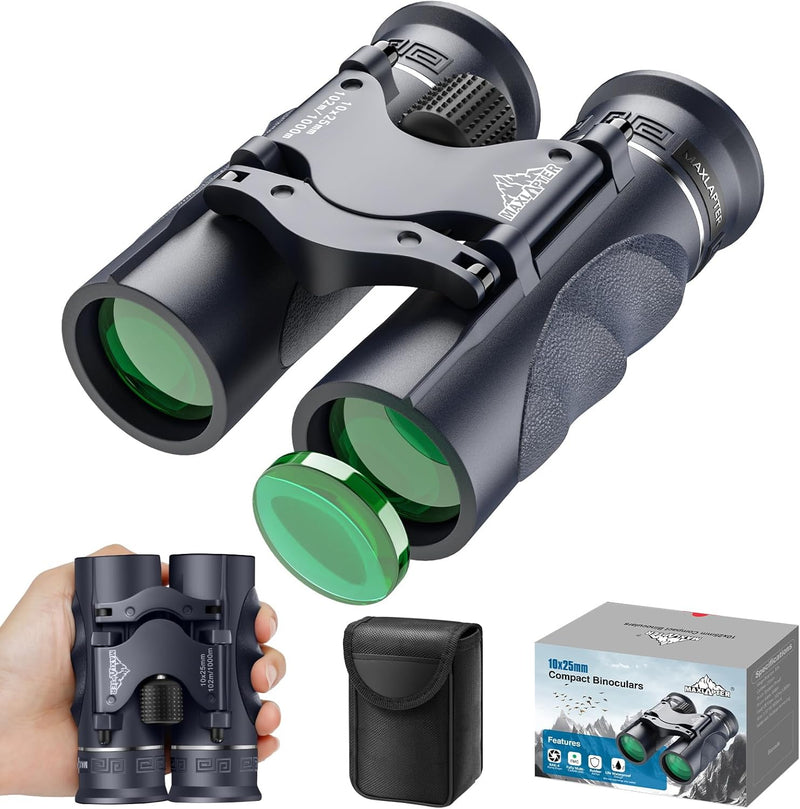 10x25 HD Fernglas für Erwachsene Kinder, Kompaktes Fernglas mit Tasche für Outdoor-Sport, Jagd, Reis