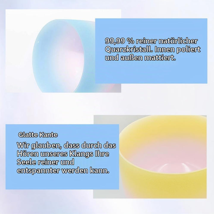 Hye-eun Kristall Klangschalen Set,7Pcs 432 Hz Crystal Singing Bowl (7-12 Zoll) mit Rainbow zweifarbi
