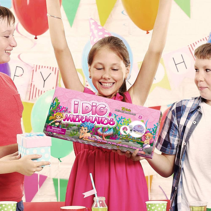 Byncceh Meerjungfrau Ausgrabungsset für Kinder-Grosses Schatzkiste Ausgrabungsset mit 12 Meerjungfra