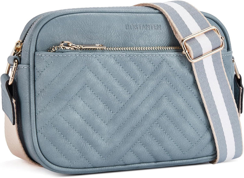 BOSTANTEN Damen Handy Umhängetasche, Crossbody Bag mit verstellbarem Breiter Gurt, PU Leder Gesteppt