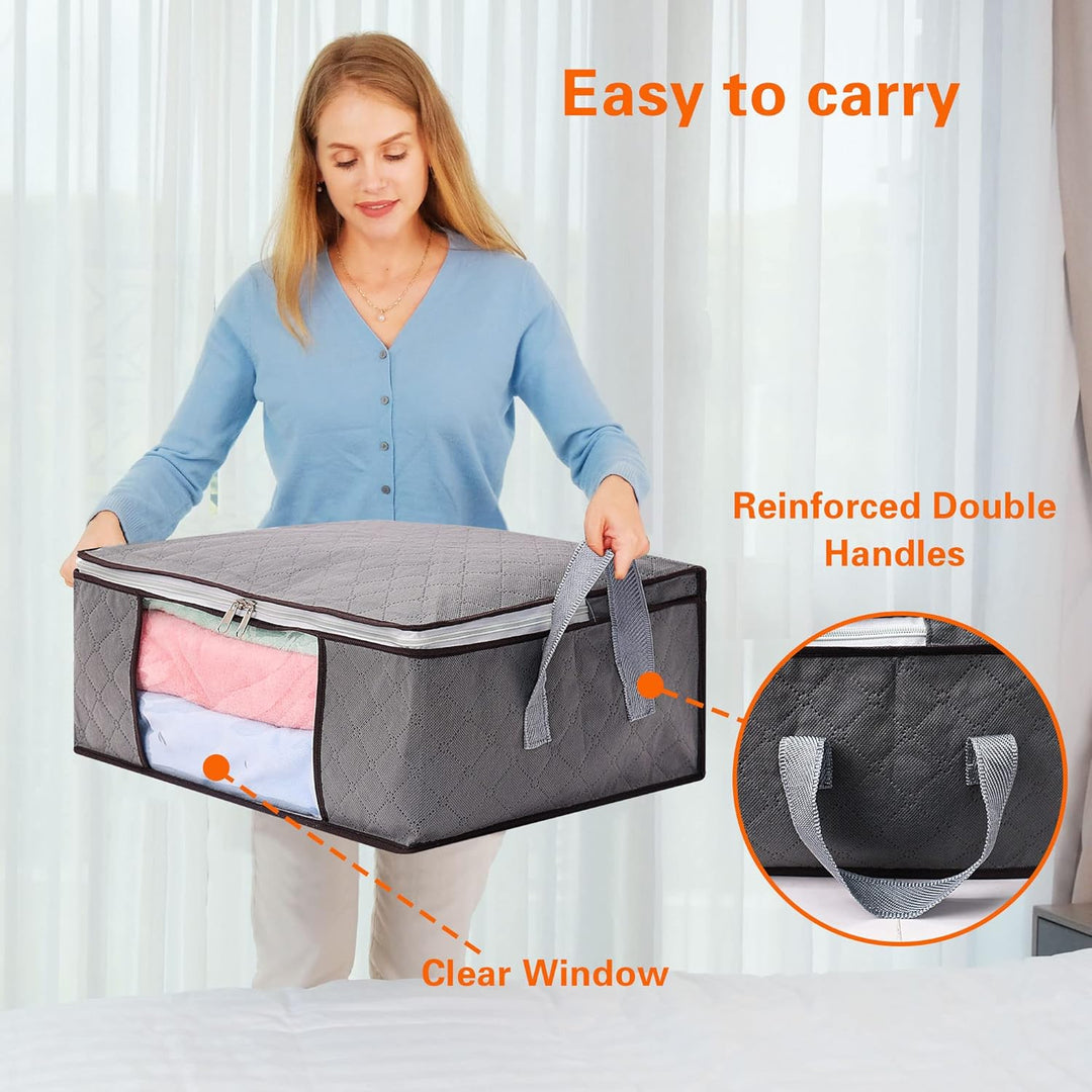 Vieshful 4 Stück Faltbare Aufbewahrungstasche 35L Durchsichtige Fenster Tragegriffe Unterbett Ideal