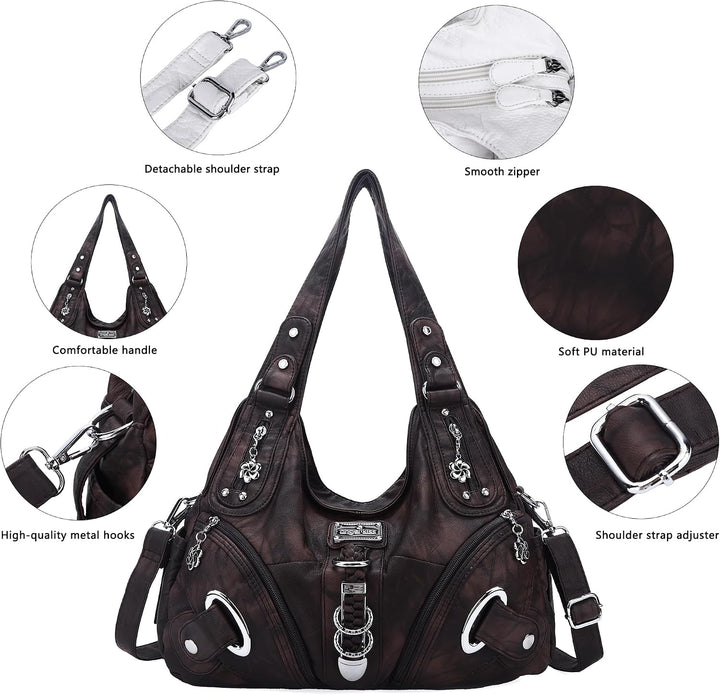 Angel Kiss Damen Schultertasche Hobo Tasche Umhängetaschen Schlusstaschen Henkeltaschen weiches PU L