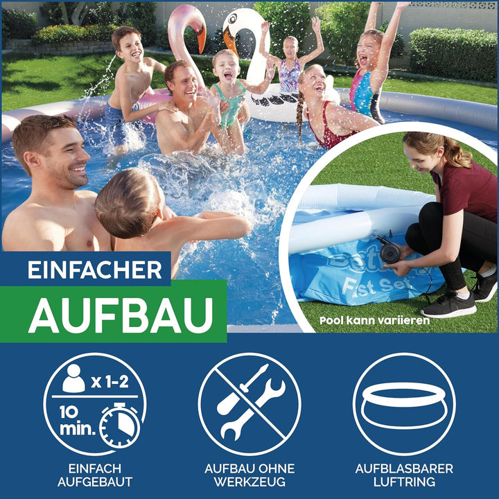 Bestway Fast Set™ Pool, 457 x 84 cm, Set mit Filterpumpe, rund, blau, 457 x 84 cm