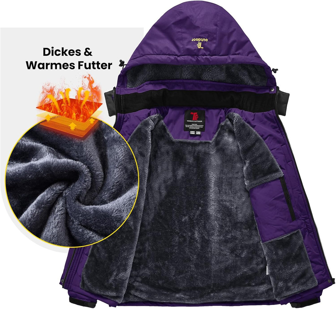 donhobo Damen Jacken Fleecejacke Winterjacke Wasserdicht Atmungsaktiv Verdickt Warm Winddicht Softsh