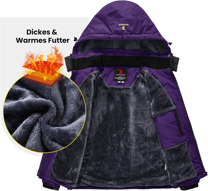donhobo Damen Jacken Fleecejacke Winterjacke Wasserdicht Atmungsaktiv Verdickt Warm Winddicht Softsh