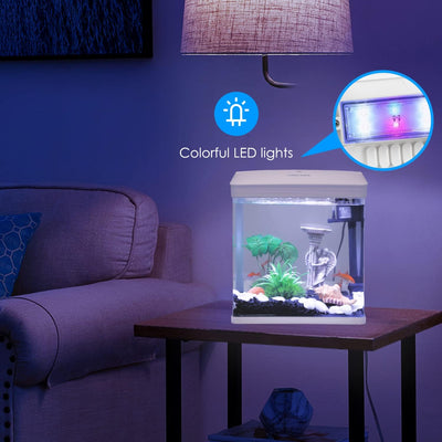 Nobleza - 7L Mini Aquarium Komplettset, Nano Aquarium Stabiles Einsteigerbecken mit LED-Beleuchtung