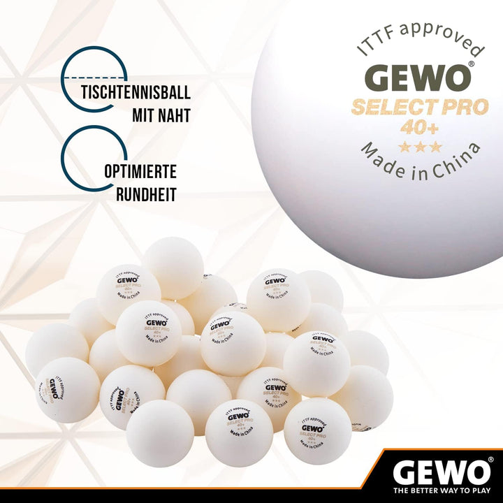 GEWO Select Pro 40+ Tischtennisball 72 Stück Weiss, 72 Stück Weiss