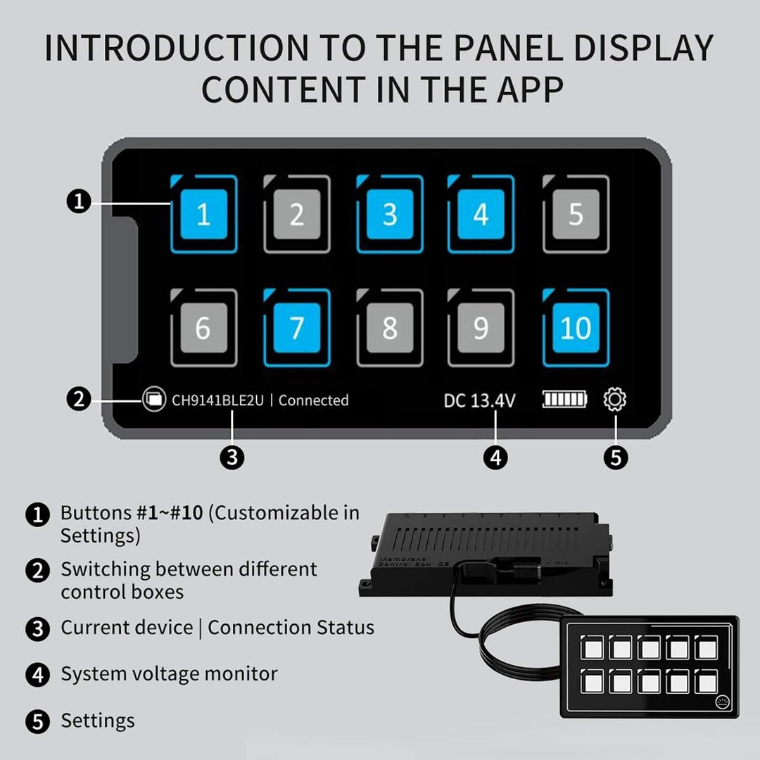 KIMISS Toutch-Schalttafel, 10P-Membransteuerungsschalttafel Bluetooth-APP-Steuerung mit LED-Hintergr
