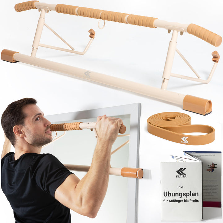 KIANA Sports Klimmzugstange für Türrahmen ohne Bohren & ohne Schrauben | Pull Up Bar Tür bis 150kg |