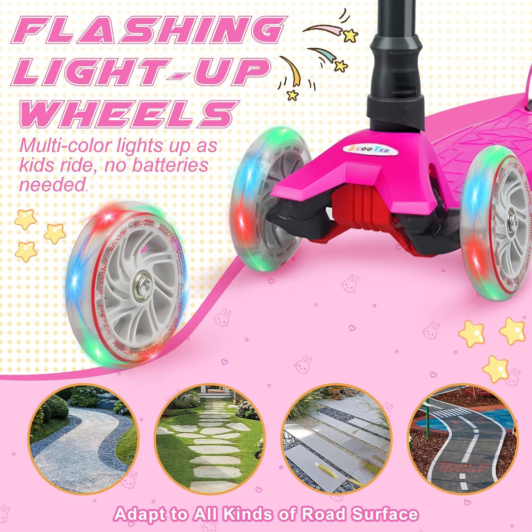 KORIMEFA Scooter Kinder Roller, Dreiradscooter mit PU LED Räder, Leuchtenden Räder, Faltbarer Höhenv