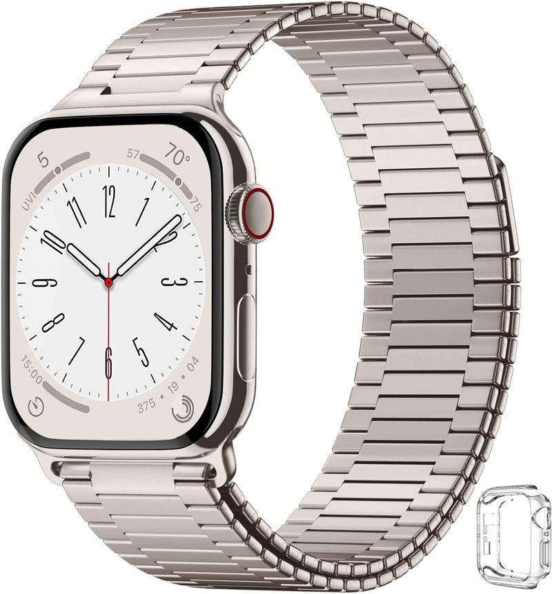 Charlam Ersatzarmband Kompatibel mit Apple Watch Armband 45mm 44mm 42mm, Magnet Metall Edelstahl Wat