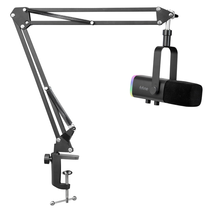 FIFINE XLR Streaming Mikrofon mit Arm für Podcast Studio, USB Dynamisch Microphone Gaming PC mit Stu