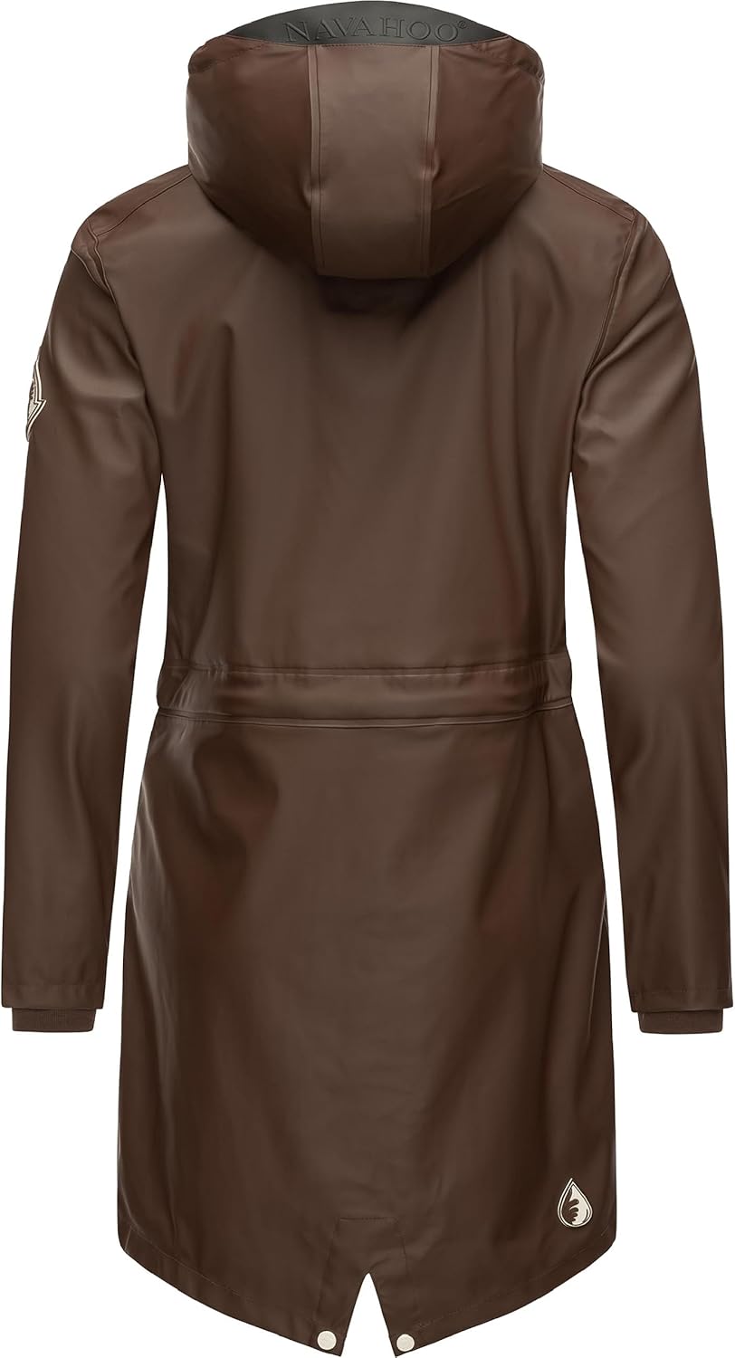 Navahoo Damen Übergangsjacke Regenmantel wasserdicht lang mit Kapuze Tropical Stormoo XS-3XL XS Dark