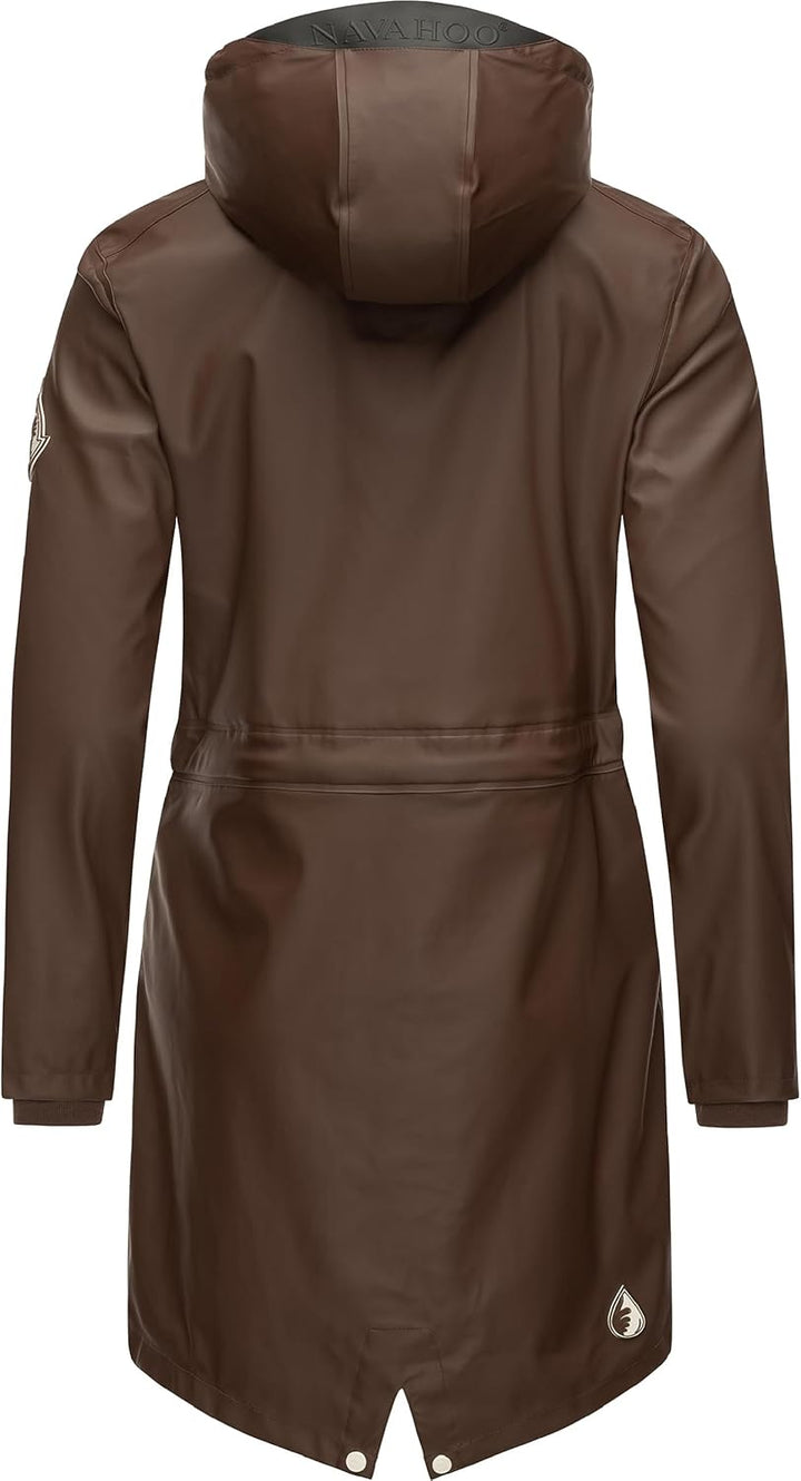 Navahoo Damen Übergangsjacke Regenmantel wasserdicht lang mit Kapuze Tropical Stormoo XS-3XL XS Dark