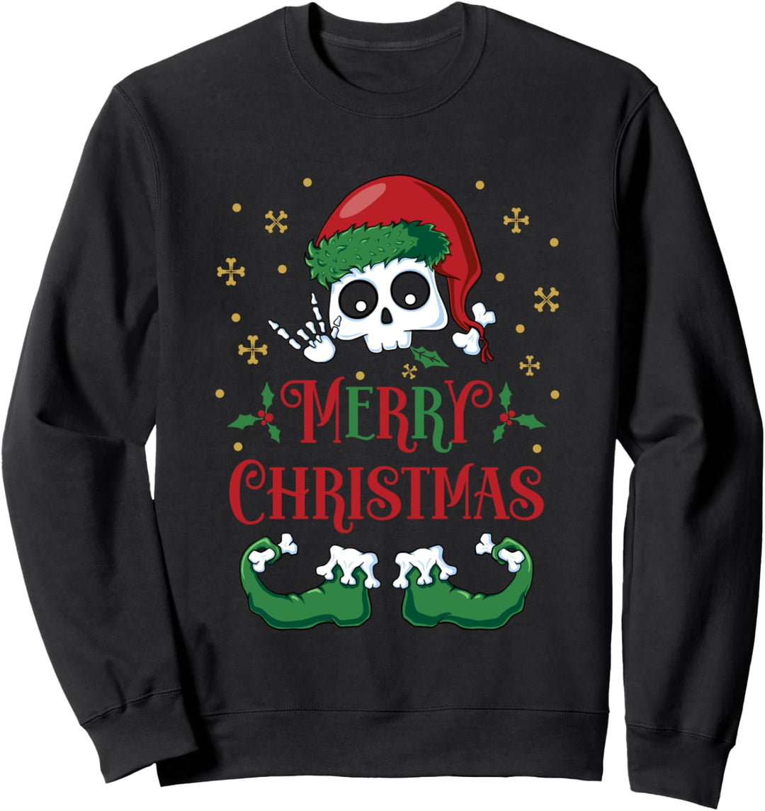 Frohe Weihnachten Lustige Totenkopf-Santa Familie Geschenk Sweatshirt