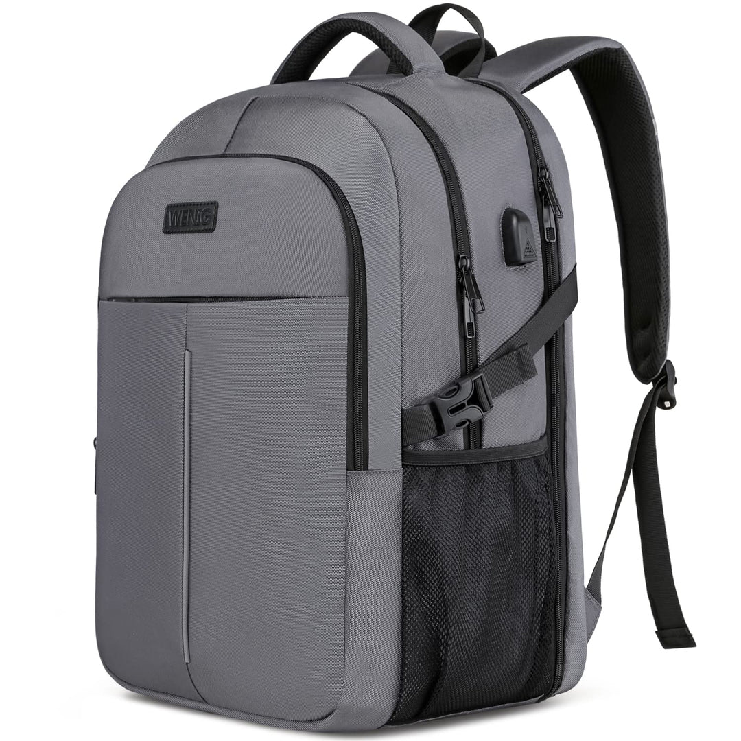 Laptop Rucksack Herren, Gross Arbeit Rucksack 17.3 Zoll Laptoptasche für Schule mit USB Ladeanschlus