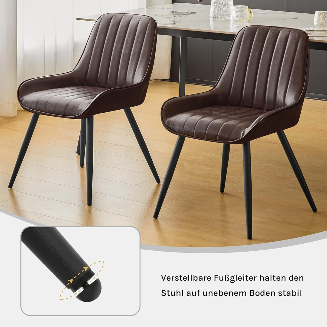 Lestarain 2 Stücke Esszimmerstuhl, Retro Küchenstuhl Wohnzimmerstuhl Sitzfläche Aus PU Retrostuhl mi