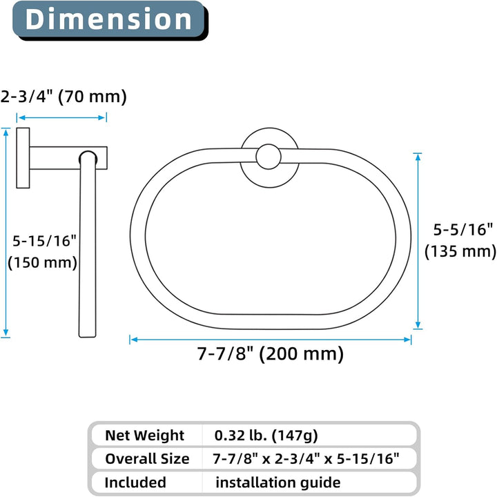 Handtuchring Gebürstetes Nickel, Angle Simple SUS304 Edelstahl Handtuchhalter, Einzigartig Oval Form