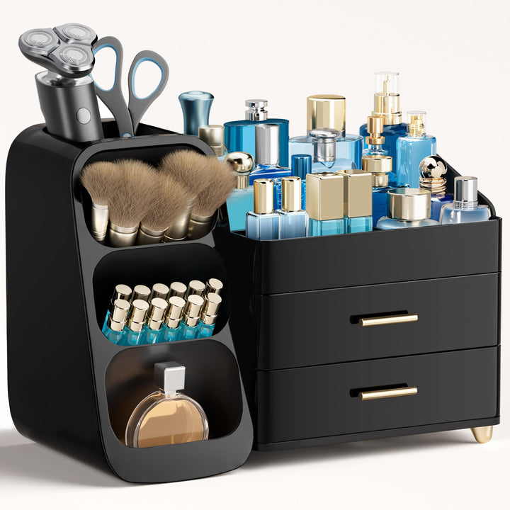 hblife Makeup Kosmetik Organizer mit Schubladen, Pinsel Organizer, 3-in-1 Plastic Kosmetik Aufbewahr