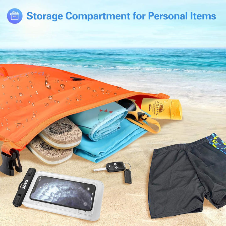 ProCase Schwimmboje Doppelairbags mit 35L Trockensack, Swim Buoy Aufblasbar Boje mit Schultergurt, S