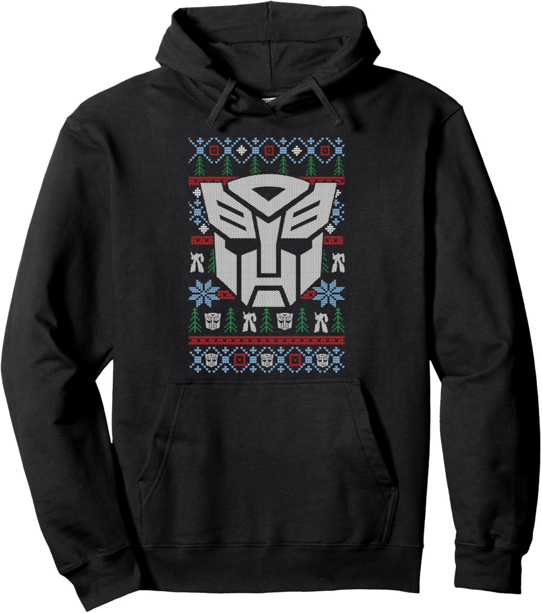 Transformers Christmas Autobots Retro Ugly Sweater Style Pullover Hoodie