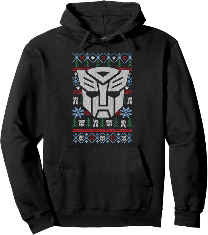 Transformers Christmas Autobots Retro Ugly Sweater Style Pullover Hoodie