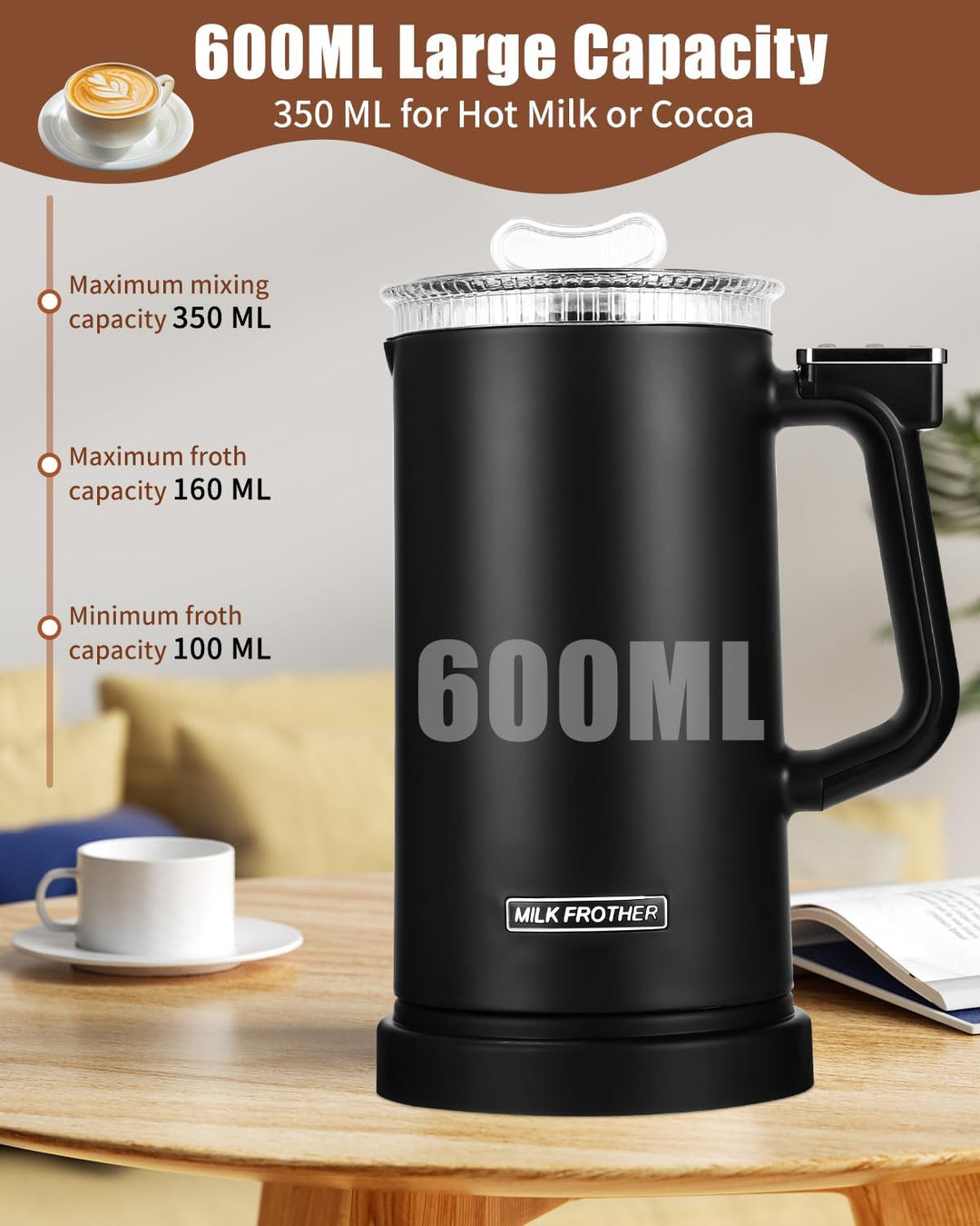 Elektrische Milchaufschäumer 4-in-1 Automatische Induction Milch Frother 500 ML Kapazität für Latte