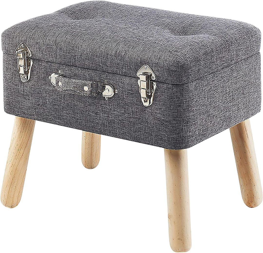 Kobolo Kofferhocker Hocker Polsterhocker aus Textil - Hell Grau - 50x35x45 cm