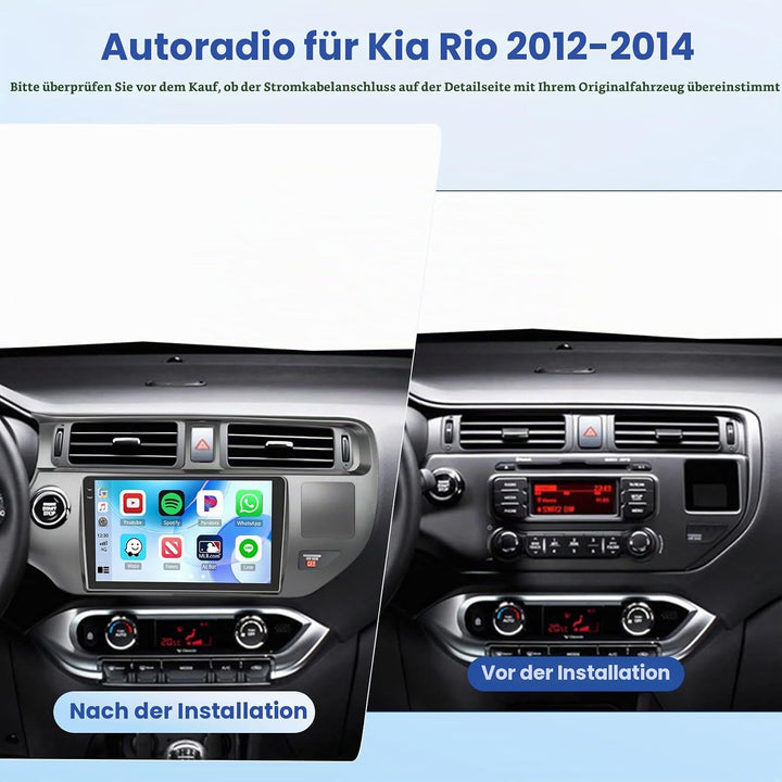 [4G+64G] Inefala Android 15 Autoradio für Kia Rio 2012-2015 mit Wireless Carplay Android, 9 Zoll Tou