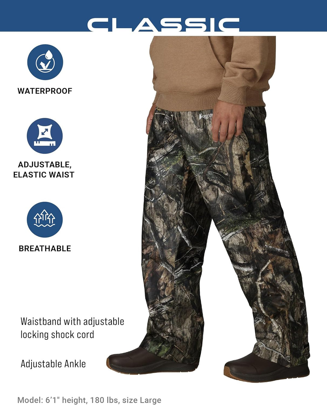 frogg toggs Herren Classic Pro Action Waterproof Breathable Rain Pant Wanderhose XXL Mossy Oak Dna,