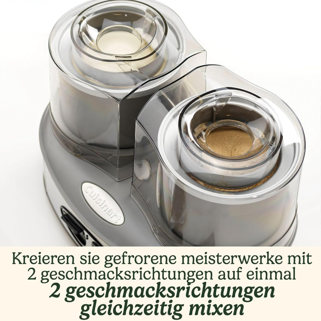 Cuisinart Eismaschine Ice Cream Duo inkl. 2 x 1L Eisbehälter um 2 Eissorten gleichzeitig zuzubereite