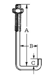 L-Haken M6 für Wellplatten, 80/42 / 20 mm, Paketinhalt: 100 Stück
