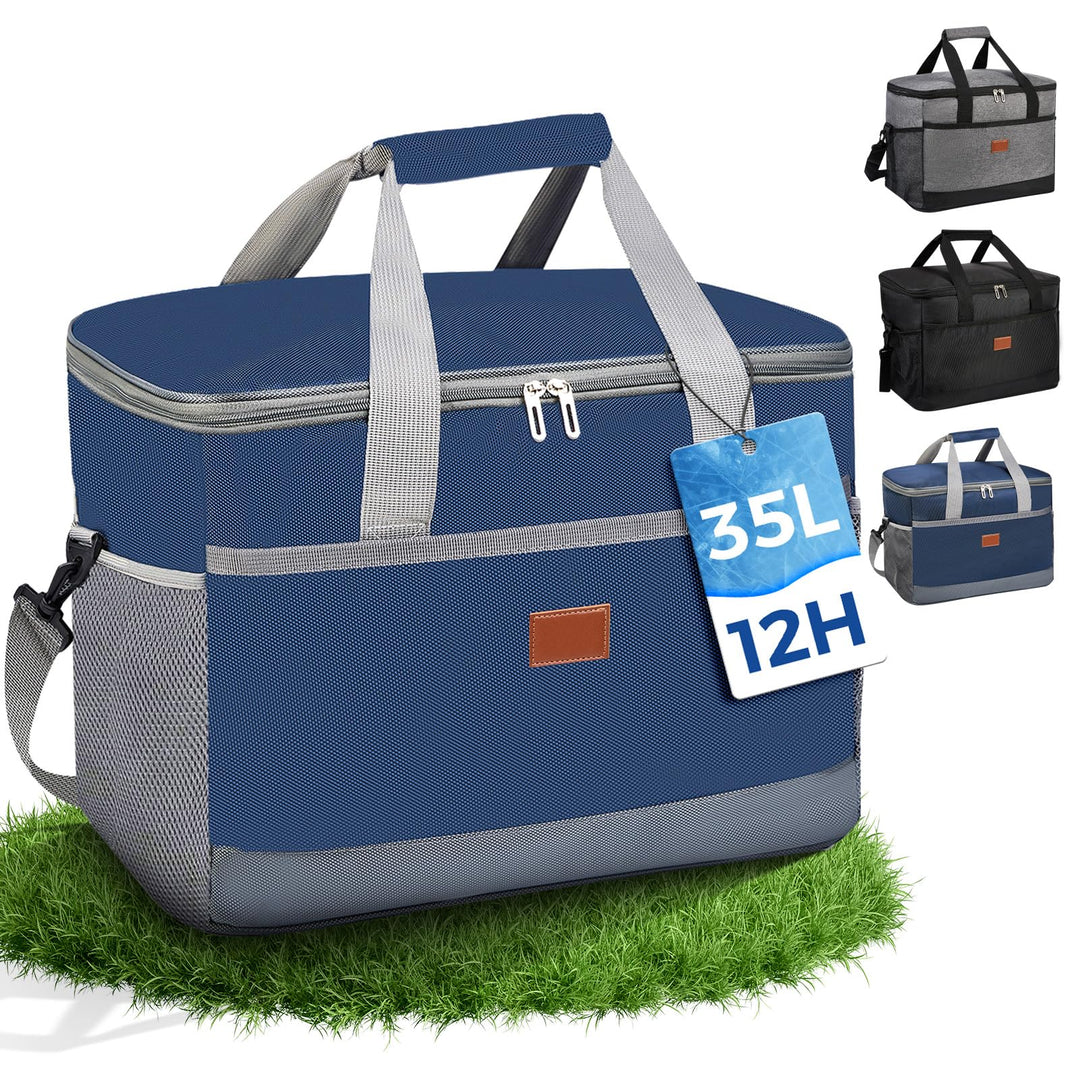 FOSER KüHltasche 35l Gross Thermotasche faltbar Mit Tragegurten Lunchtasche Campingtasche KüHlrucksa