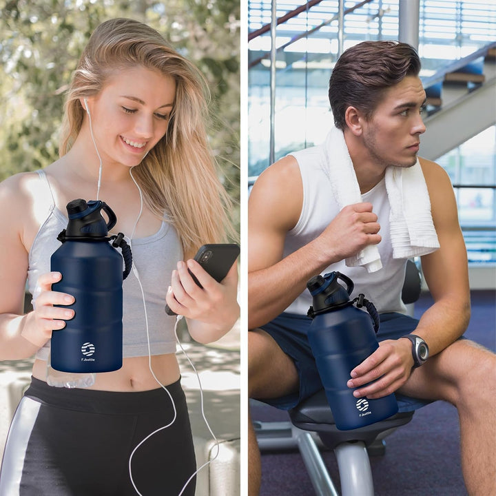 Fjbottle Edelstahl Trinkflasche Sport mit Magnetischem Deckel 1900ml, BPA-Frei Auslaufsichere Wasser
