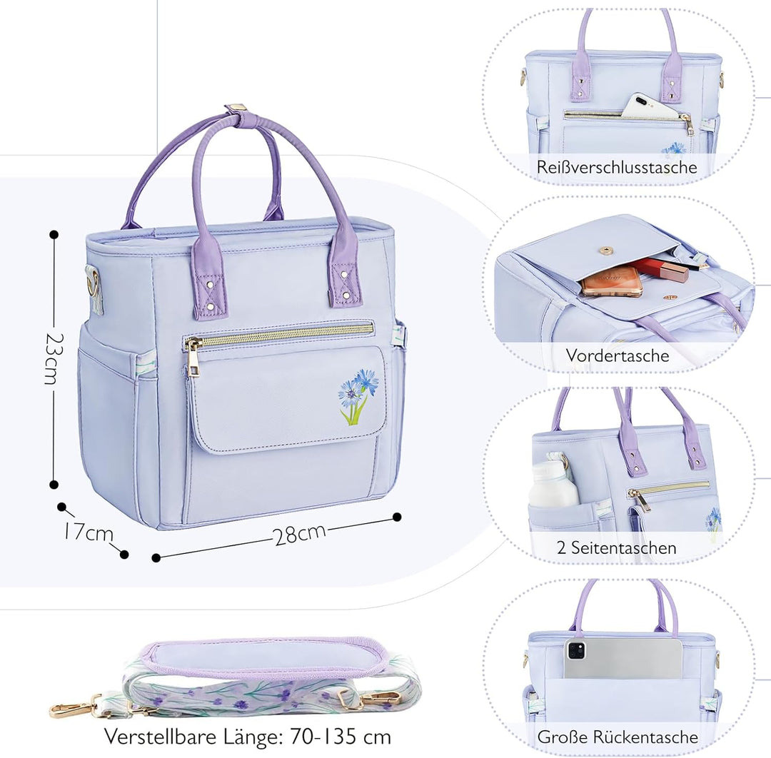 Hihealer Deluxe Lunch Tasche Damen mit Seltenem Blumenmuster - Grosse Auslaufsichere Isolierte Kühlt