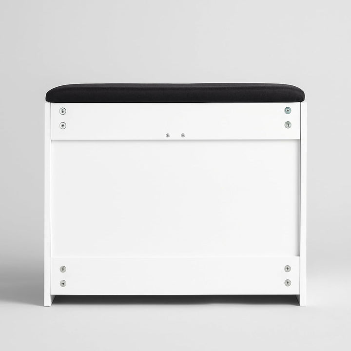 MDF Schuhschrank mit Sitzbank und ausziehbaren Regalen, Polyester Polsterung, 57 x 30 x 53 cm, Multi
