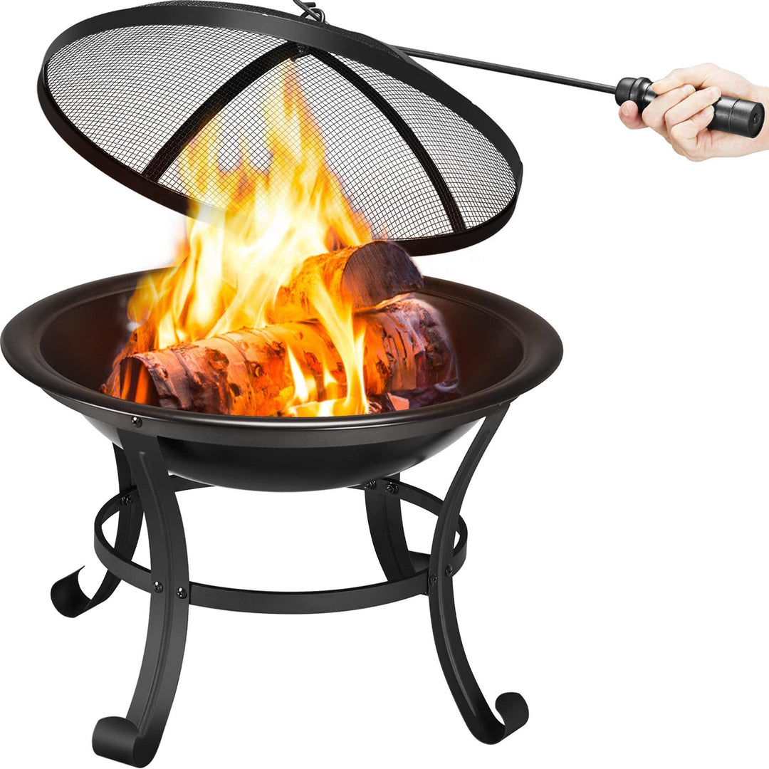 Yaheetech φ54 cm Feuerschale Garten Feuerstelle mit Schürhaken und Kohlerost Feuerkorb mit Funkensch