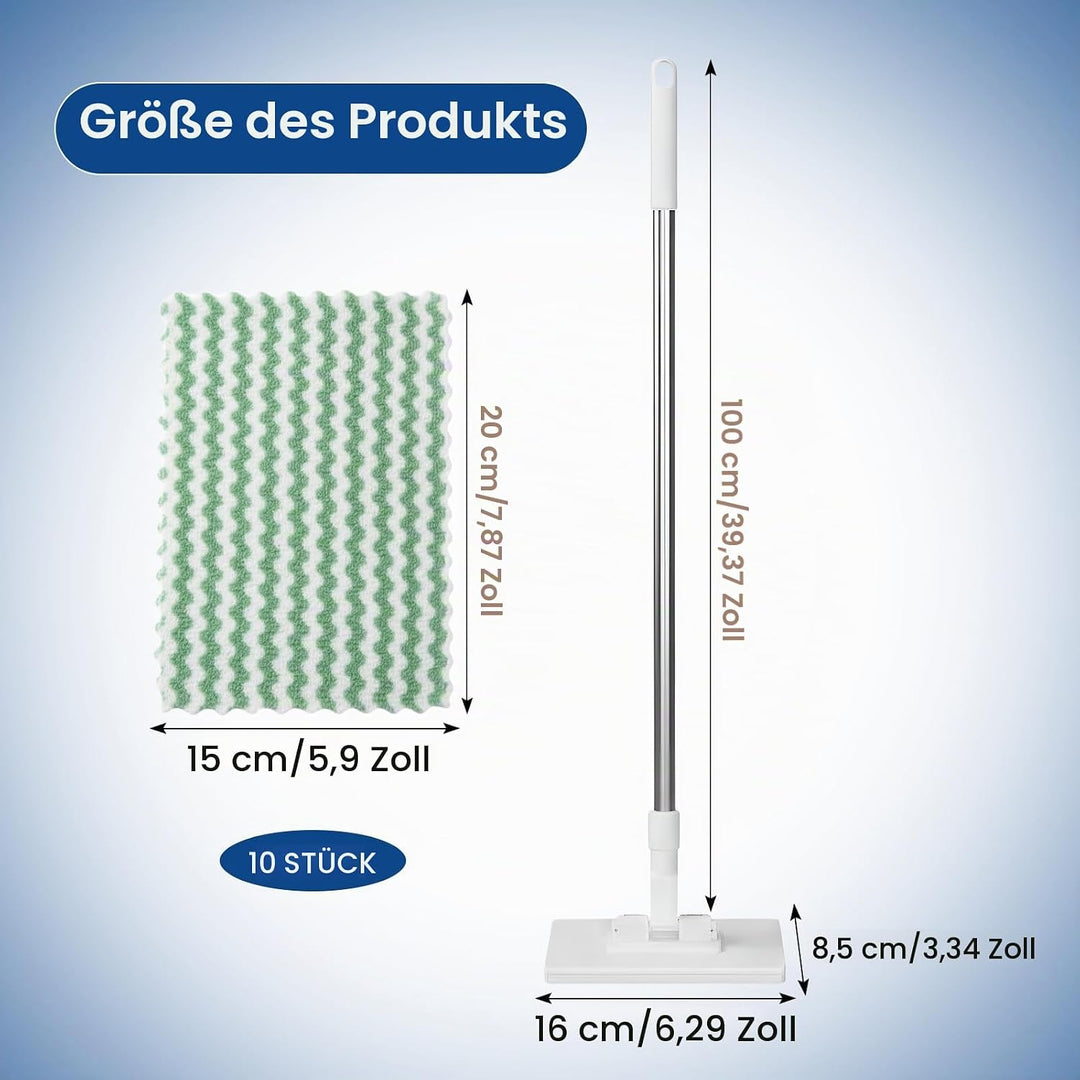 Bodenwischer, Wischer mit Druck-Klemm-System, EIN Knopf zum Wechseln, Automatisches Klemmtuch,wischm