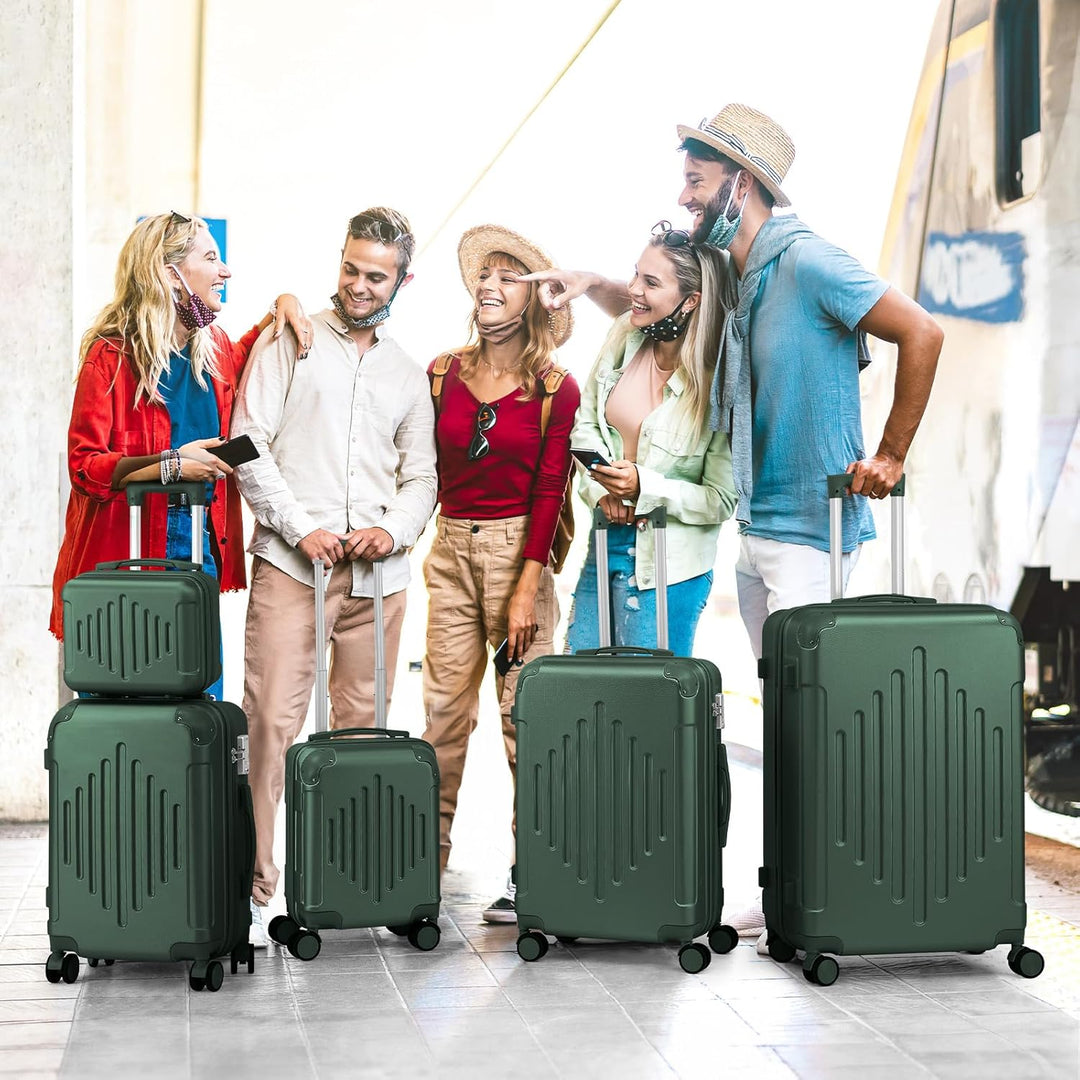 LALAHO Kofferset 5 teilig, Reisekoffer Set mit Kosmetikkoffer, Hartschalen Koffer Set aus ABS, Gepäc