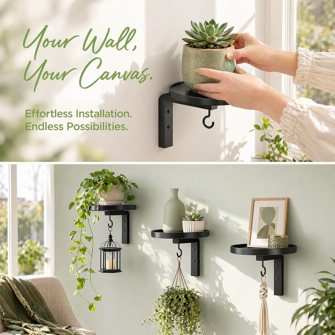 Pflanzenständer, Blumenständer Metall Wand mit Haken 2 Stück Pflanzenregal Plant Stand Indoor Flower