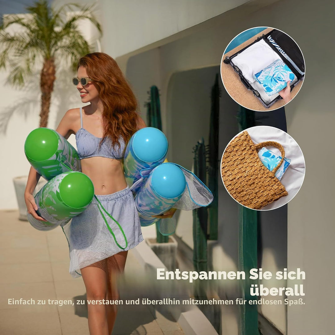 Sloosh 2 Packungen Hängematte Pool Floats Erwachsene, 4 in 1 Mehrzweck Aufblasbare Pool Floats PVC W