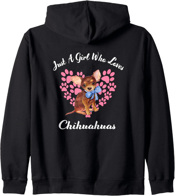 Just A Girl Who Loves Chihuahuas Hunde Süsser Welpe Kapuzenjacke