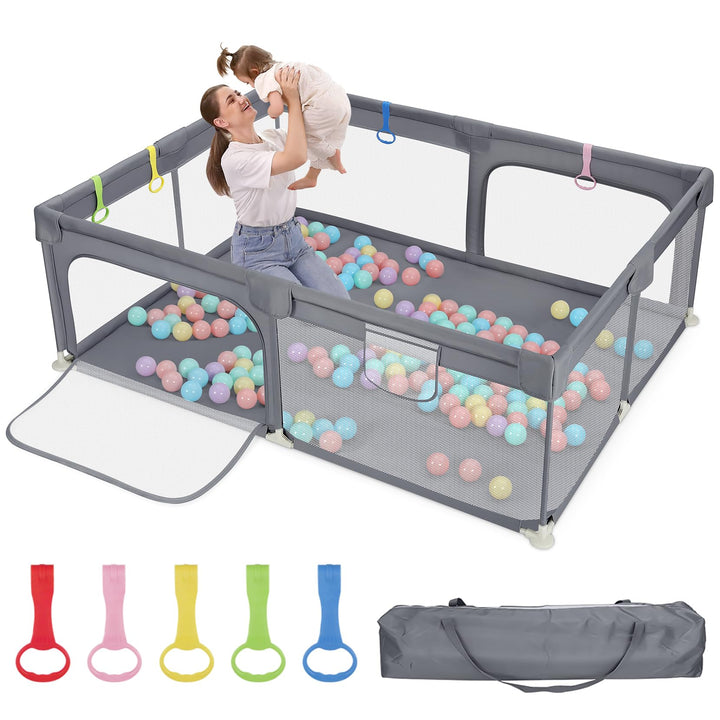 Dripex Laufstall Baby 150x200cm, xxl Laufgitter Absperrgitter mit atmungsaktivem Netz Schutzgitter K