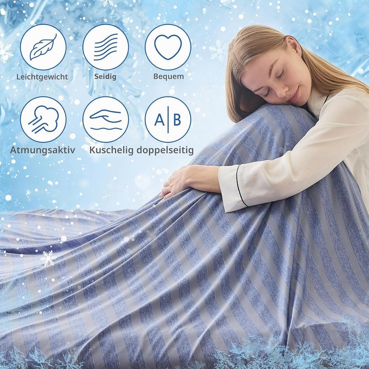 EMME Kühldecke Kühlende Decke,Arc-Chill Q-Max>0,5, 2 in 1 Doppelseitige Dünne Sommerdecke, Leicht At