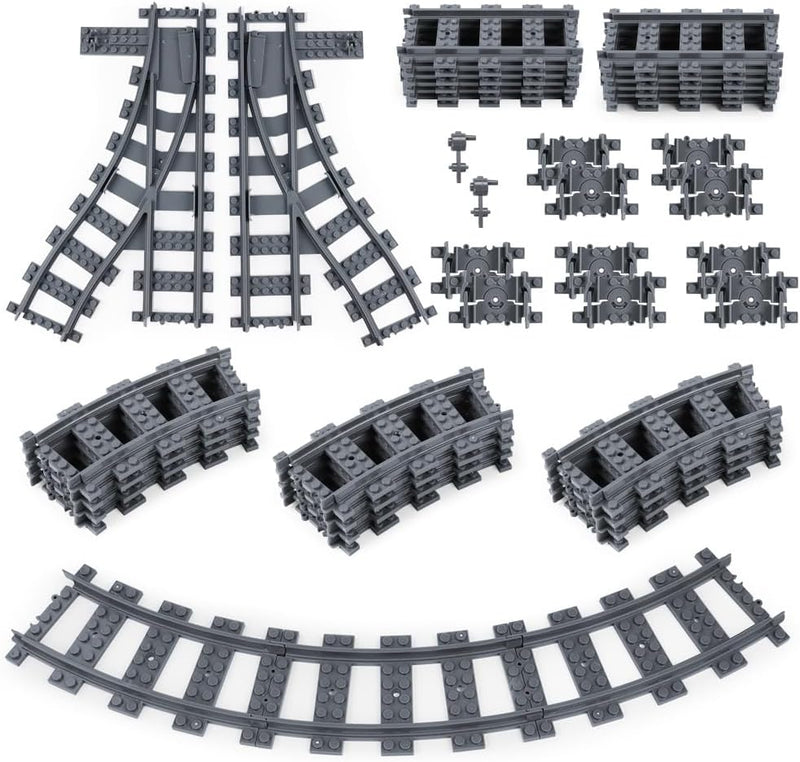 HOTUT City Schienen, 32 Stück City Zug Schienen Set, Bausteine Zug Schienen Set Kompatibel mit dem M