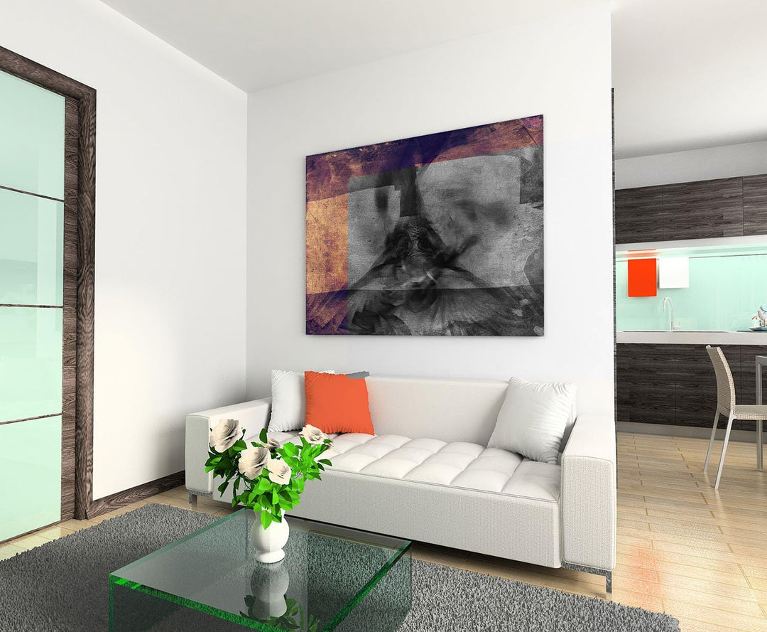 Sinus Art Abstrakt174-120x80cm SCHWARZ-Weiss Bilder - Wandbild Kunstdruck in XXL Format - Fertig Auf