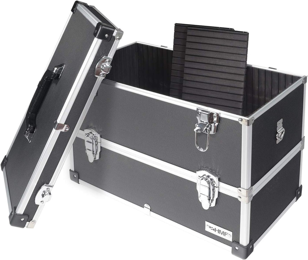 HMF 14660-02 Alu Werkzeugkoffer leer, 2 Etagen, 44 x 32,5 x 24 cm, schwarz, 2 Etagen