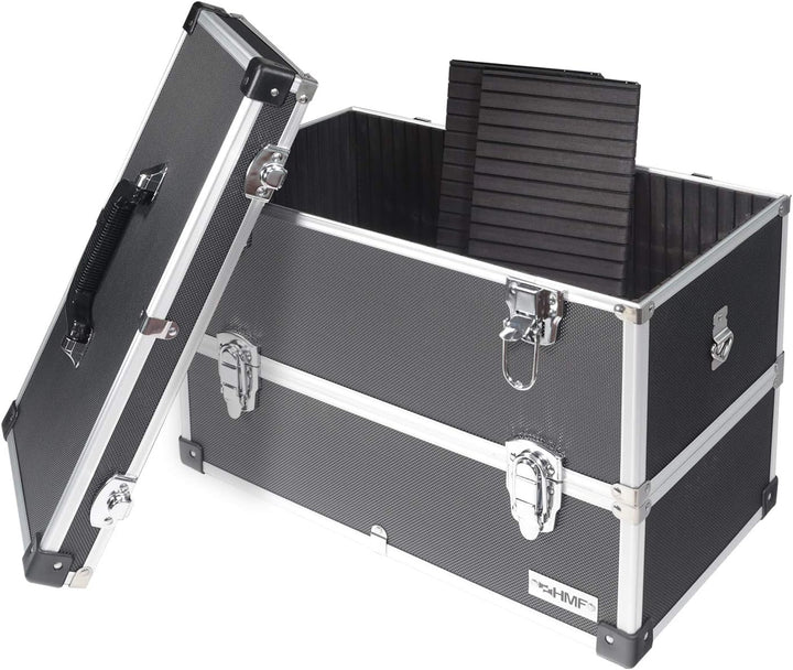 HMF 14660-02 Alu Werkzeugkoffer leer, 2 Etagen, 44 x 32,5 x 24 cm, schwarz, 2 Etagen