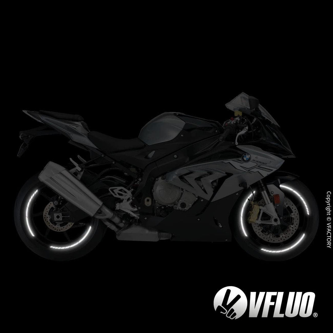 VFLUO - 2 x Kit Reflektierende Felgenrandaufkleber GP Motorrad, Aufkleber für 2 Räder 3M™-Technologi
