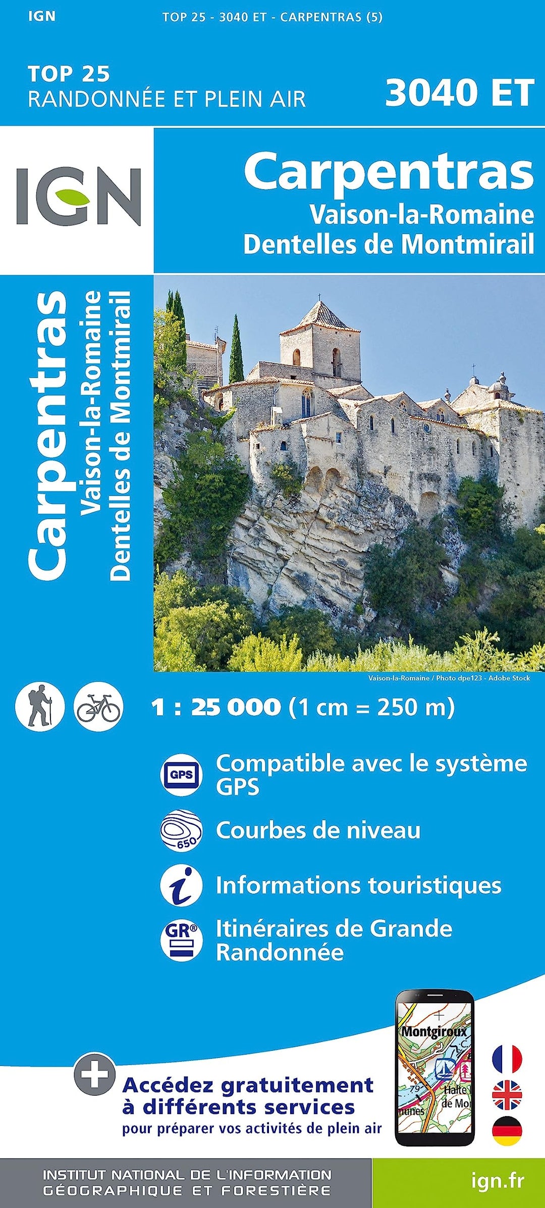 Carpentras Vaison La Romaine Dentelles de Montmirail 1:25 000: 1:25000 (TOP 25), Karte